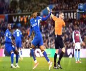Noni Madueke had to be dragged away from referee Craig Pawson after Chelsea&#39;s 2-2 draw with Aston Villa on Saturday evening. &#60;br/&#62;&#60;br/&#62;Madueke and his teammates thought they had secured a 96th-minute winner when Axel Disasi headed home from close range to make it 3-2 in their favor. &#60;br/&#62;&#60;br/&#62;However, the goal was disallowed after a lengthy VAR check that saw Pawson consult the pitch-side monitor. &#60;br/&#62;&#60;br/&#62;Pawson ruled the goal out after claiming Benoit Badiashile had shoved Diego Carlos in the back in the build-up to the goal. &#60;br/&#62;&#60;br/&#62;Madueke was furious with the decision and wanted to make his feelings known after the final whistle at Villa Park. &#60;br/&#62;&#60;br/&#62;Madueke stormed straight up to Pawson and began shouting in his face before being restrained by Chelsea coach Jesus Perez. &#60;br/&#62;&#60;br/&#62;Madueke and Benoit Badiashile could reportedly be heard saying &#39;It&#39;s wrong, you know it&#39;s wrong. You know it. You know it!&#39; while pointing at Pawson. &#60;br/&#62;&#60;br/&#62;Disasi, who scored the disallowed last-gasp goal, tried to calm Madueke down by grabbing him and walking him away from the situation. &#60;br/&#62;&#60;br/&#62;However, it was a little too late as Pawson was less than impressed with Madueke&#39;s behavior and awarded him a yellow card before speaking to Cole Palmer. &#60;br/&#62;&#60;br/&#62;Palmer appeared to plead with Pawson before being escorted away by Chelsea&#39;s backroom staff.&#60;br/&#62;&#60;br/&#62;Once tensions had settled, Madueke was asked about the 96th-minute goal. He told BBC Sport: &#39;Should it have been three points? Yes.&#39;&#60;br/&#62;&#60;br/&#62;The 22-year-old went on to add: &#39;Do I think the goal should have stood? Yes. Nothing else to say about the situation.&#39;&#60;br/&#62;&#60;br/&#62;Chelsea boss Mauricio Pochettino was equally as unimpressed and said VAR is &#39;damaging English football&#39; after his side were denied the injury-time winner. &#60;br/&#62;&#60;br/&#62;&#39;Everyone that was watching the game will feel disappointed,&#39; Pochettino said on TNT Sports after the game. &#60;br/&#62;&#60;br/&#62;&#39;Two different things the referee said it was a foul and disallowed the goal and then went to the VAR to confirm.&#60;br/&#62;&#60;br/&#62;&#39;The referee is unbelievable and it&#39;s ridiculous. It is difficult to accept, these types of things in the semi-final [FA Cup against Man City] two weeks ago it was handball and there was no penalty, the referee didn&#39;t check it.&#60;br/&#62;&#60;br/&#62;&#39;It is painful as it has damaged English football and I think Villa players and their fans didn&#39;t understand why the goal was disallowed.&#60;br/&#62;&#60;br/&#62;&#39;They said it was foul and if you see the challenge what happened if we go into every single challenge like this it is going to be a foul and we wouldn&#39;t finish the game with 11 [players].&#60;br/&#62;&#60;br/&#62;&#39;We can talk about the performance or the decision - it is damaging the game. I am calm and it is only to help. Now, we have to move on and it will be in the headlines with the disallowed goal.&#39;&#60;br/&#62;&#60;br/&#62;It had seemed like it was going to be another night to forget as Marc Cucurella&#39;s own goal and a Morgan Rogers strike put Villa 2-0 up at the break. &#60;br/&#62;&#60;br/&#62;But Chelsea responded well and drew level through Noni Madueke and Conor Gallagher before the injury-time drama.