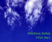Footage of a &#39;UFO&#39; flying over Arbourthorne in Sheffield, South Yorkshire, captured at 6.07pm on May 6. Sheffield resident Jennifer Dunstan said her cousin was already looking up planes they could see using an app on their phone when their attention was drawn by the flying white shape - which turned up nothing on the app.