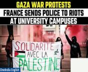 Tensions are escalating between the French government and students at prestigious universities who are organising pro-Palestine demonstrations in response to Israel&#39;s conflict with Gaza, drawing inspiration from similar protests by their counterparts in the United States. At the Sciences Po university in Paris, students occupied sections of the campus and obstructed access to a building last week, prompting the intervention of riot police. &#60;br/&#62; &#60;br/&#62;#ProPalestineProtests #FranceRiotPolice #CampusProtests #GazaWar #IsraelHamasWar #SciencesPoUniversity #FundingCuts #RiotPoliceDeployment #Solidarity #CampusActivism #StudentProtests #EndTheViolence #SupportPalestine #PeaceNotWar #StandWithGaza &#60;br/&#62; &#60;br/&#62;&#60;br/&#62;~HT.97~PR.152~ED.194~