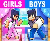 GIRLS vs BOYS Sleepover in Minecraft! from boys touch girl forcely in dance in club