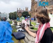 A behind-the-scenes look at the Gaza solidarity camp at the University of Sydney as universities across Australia practice sit-ins. Video via AAP.