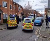 Police at the scene of incident in Victoria Street, Kettering from victoria debbarma viral video